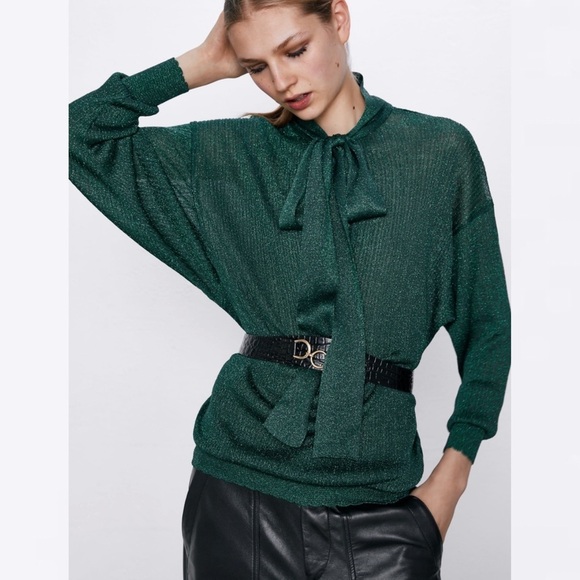 ZARA BNWT Metallic Thread Tied Sweater - Picture 2 of 8